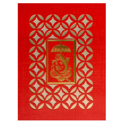 Royal Red Shading Ganesha Laser Cut Wedding Card-KNK50071