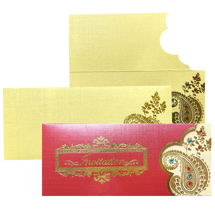 Royal Red Shading With Gold Foiling Personal Wedding Card - KNKSP730