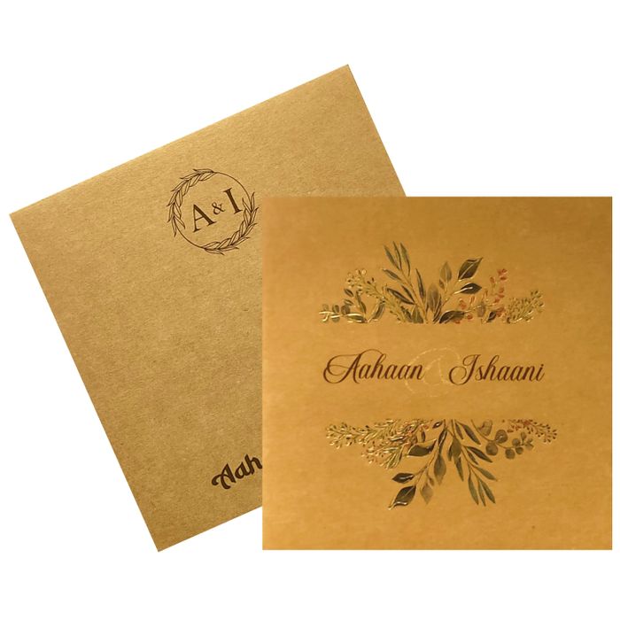 Brown Leaf Foil Invitation Card-King of Cards