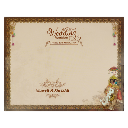 Brown Doli Procession Elephant Wedding Card-KSSC1060