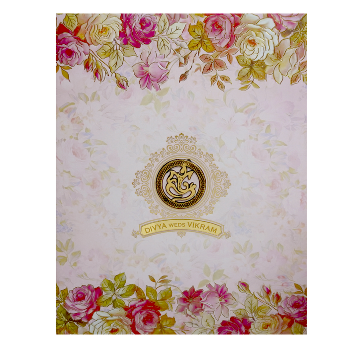 Pink Floral Design Nameplate Wedding Invitation-KNKJ1108-King of Cards