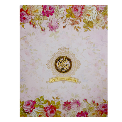 Pink Floral Design Nameplate Wedding Invitation-KNKJ1108-King of Cards