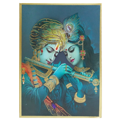 Green Radha Krishna Padded Wedding Card-KAC05540