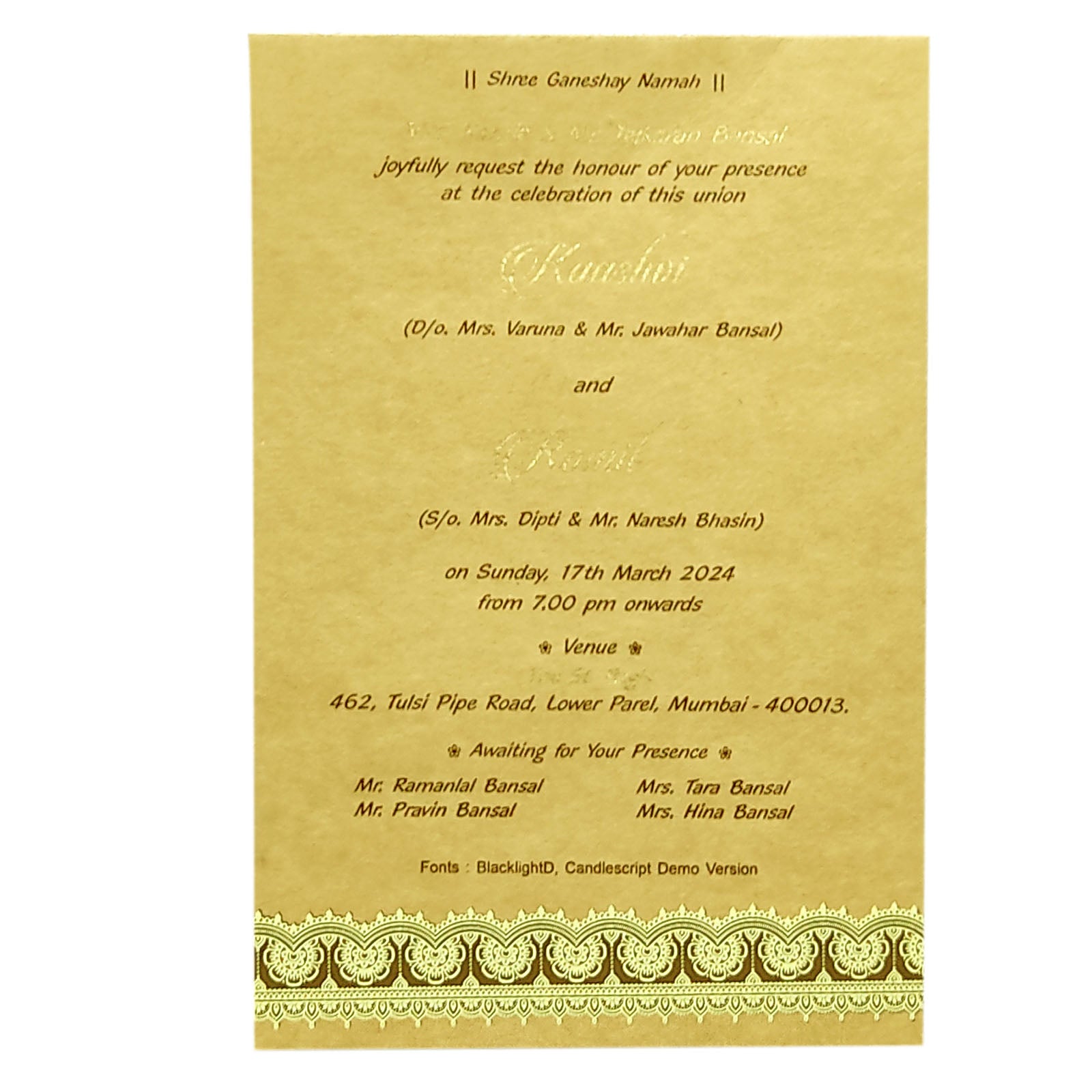 Invitation Card - KRCS6213