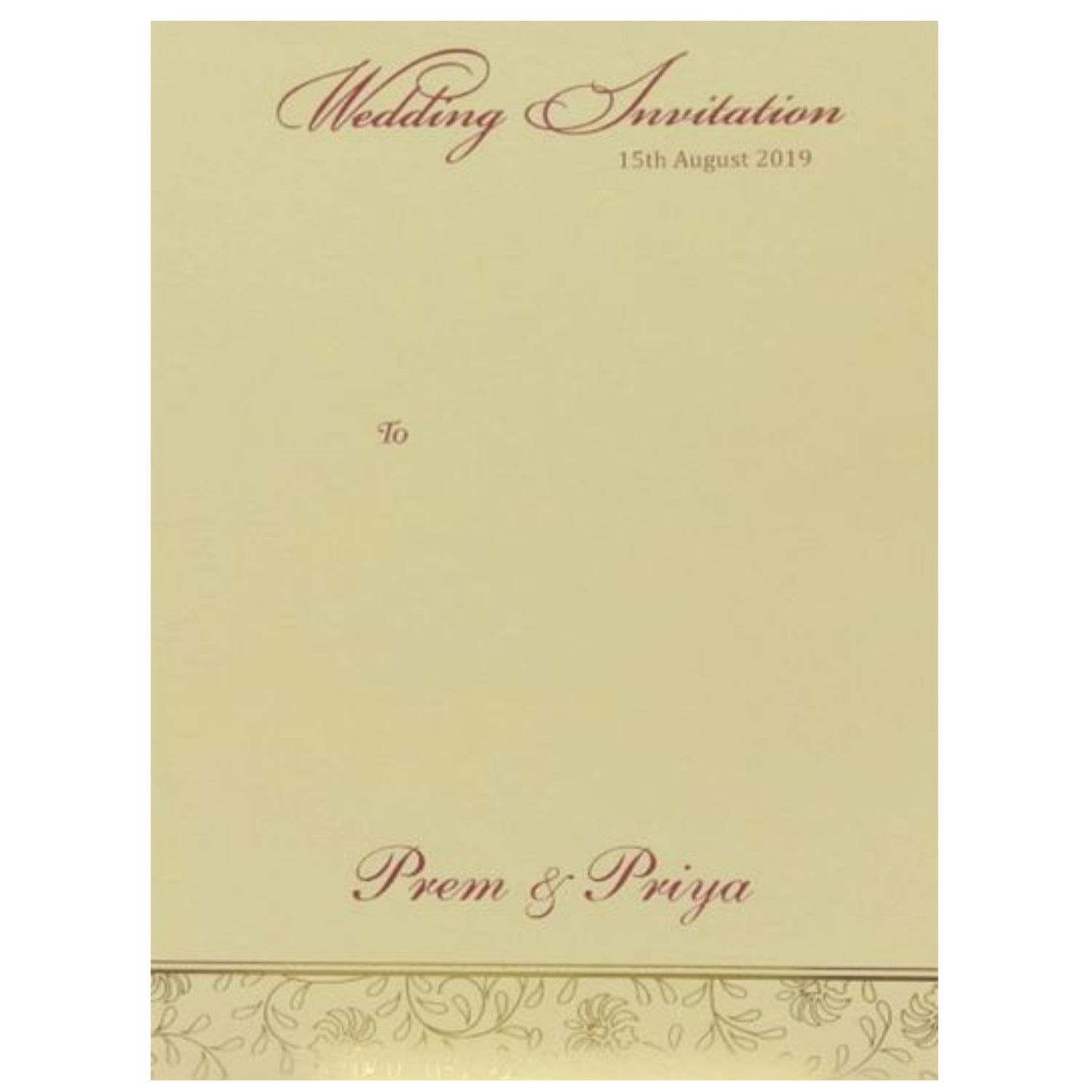 Fabulous Pale Yellow Shading With Blossom Theme Wedding Card - KND8003C