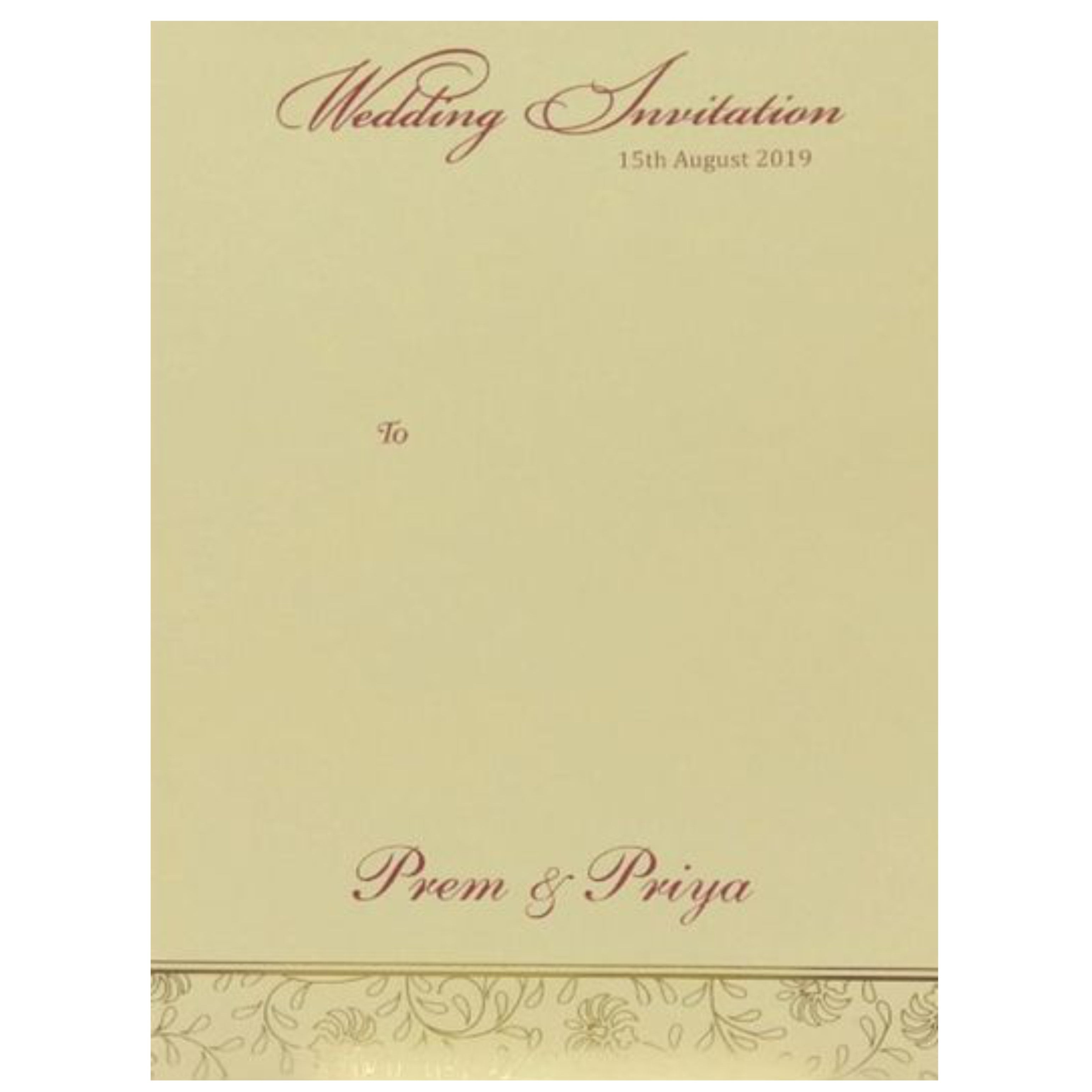 Fabulous Pale Yellow Shading With Blossom Theme Wedding Card - KND8003C