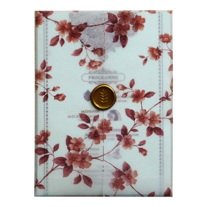 White Floral Tracing Invitation Card-KNGE6081