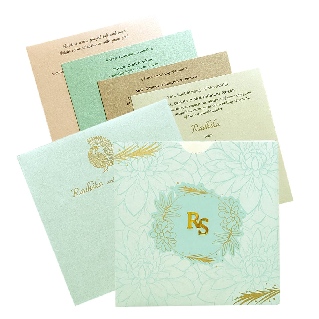 Blue Floral Nameplate Invitation Card-King of Cards