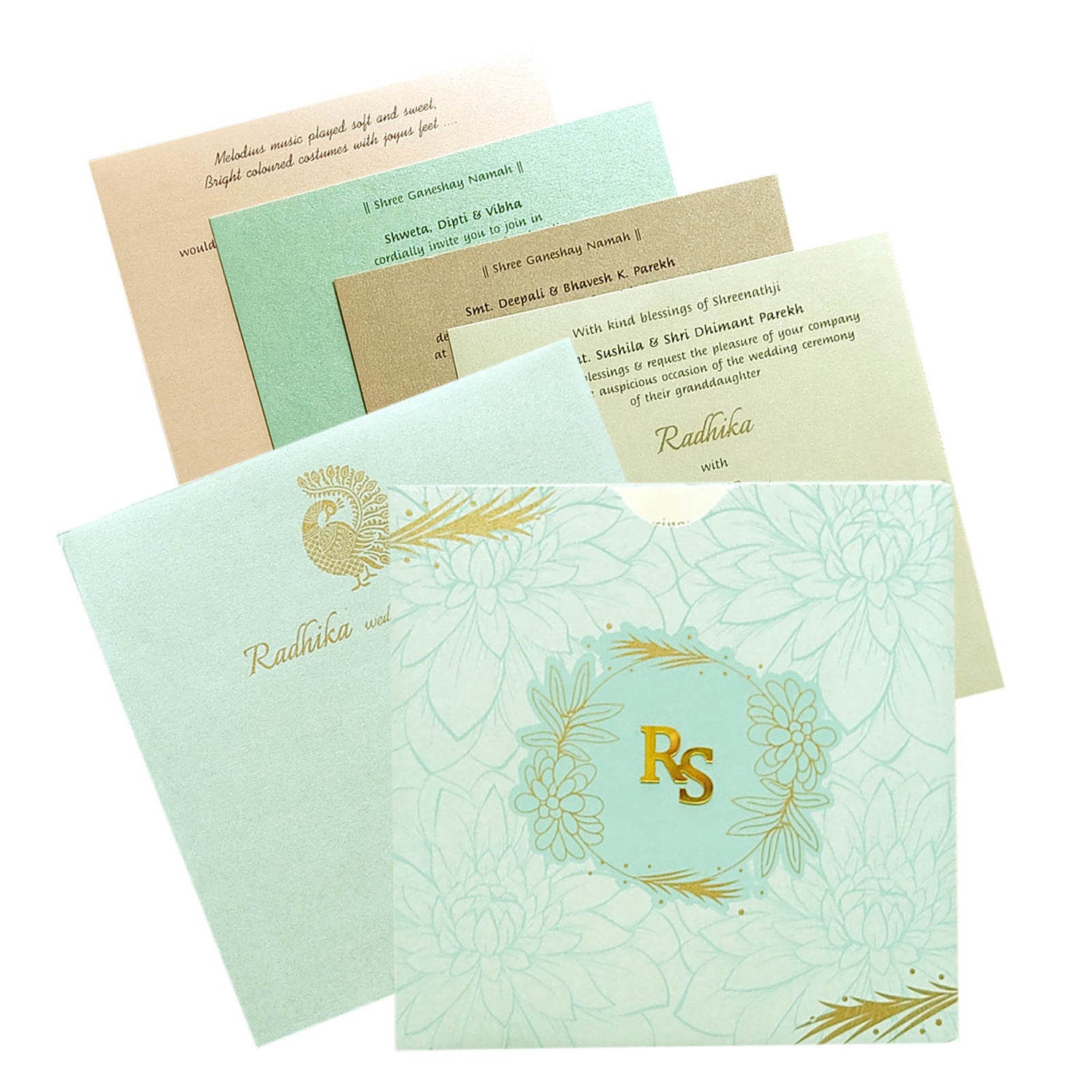 Blue Floral Nameplate Invitation Card-King of Cards