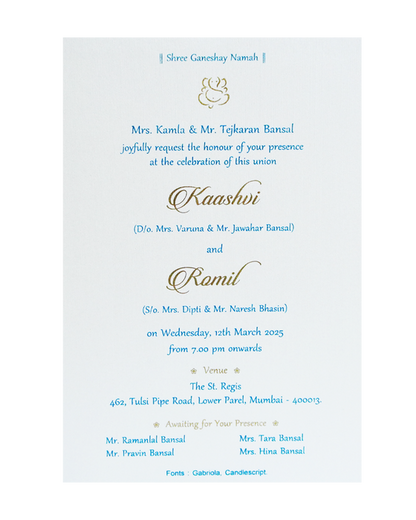 Blue Glitter Tracing Sheet Invitation Card-King of Cards