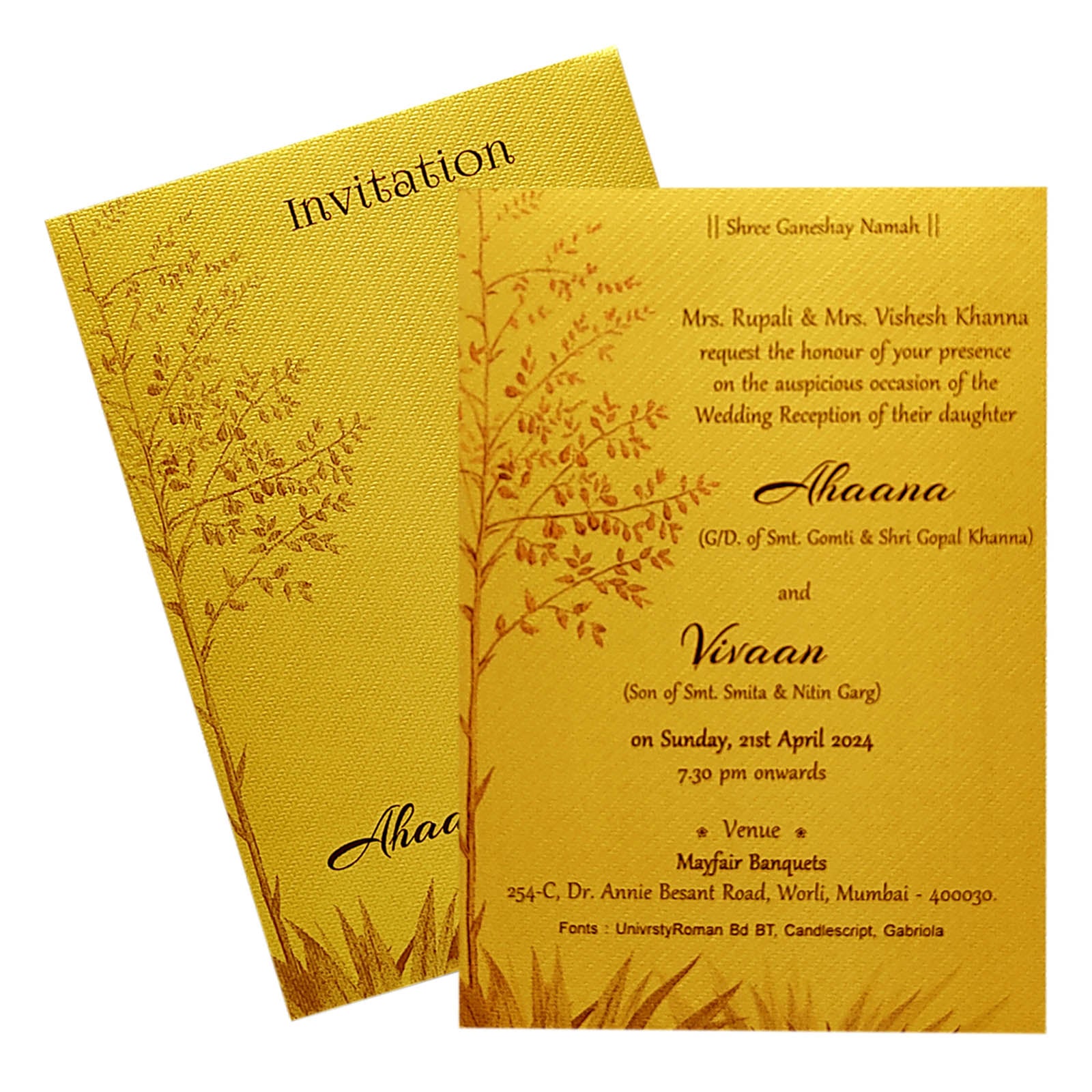 Elegant and attractive Gold tree single sheet invitation card! Buy now! &amp;