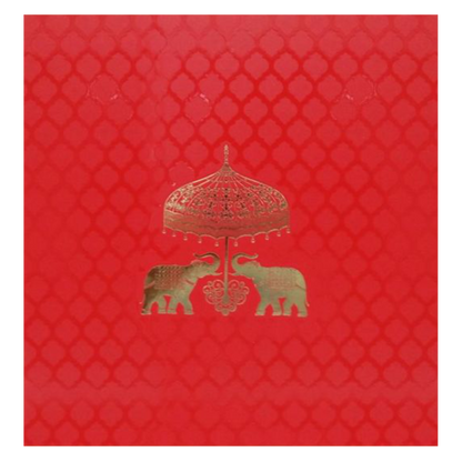 Royal Red Shading With Elephant Theme Wedding Card - KND8004R