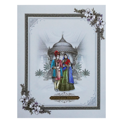 Grey Bride Groom Nameplate Box Wedding  Card-King of Cards