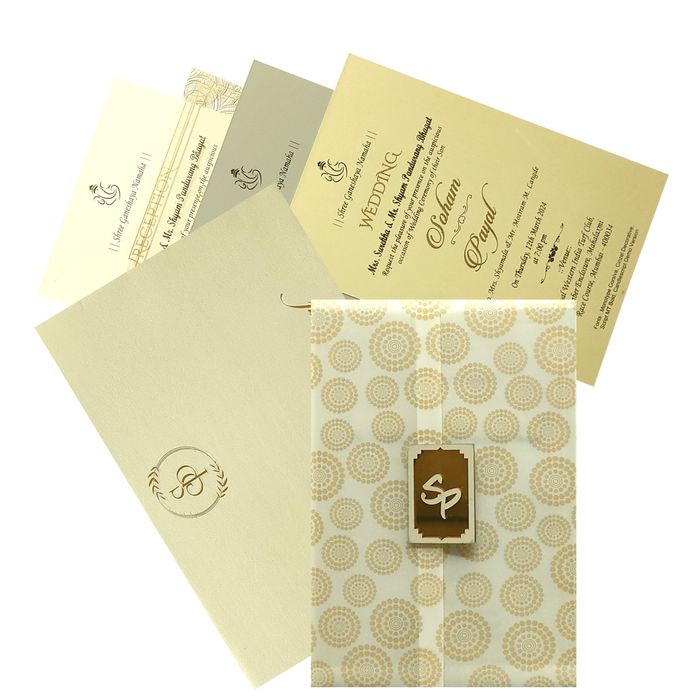 Selling Cream Floral Tracing Invitation Card invitation card online. Buying invitation cards made easy with King of Cards! &amp;