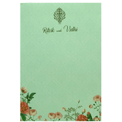 Soft Green Floral Invitation Card-KRC29780