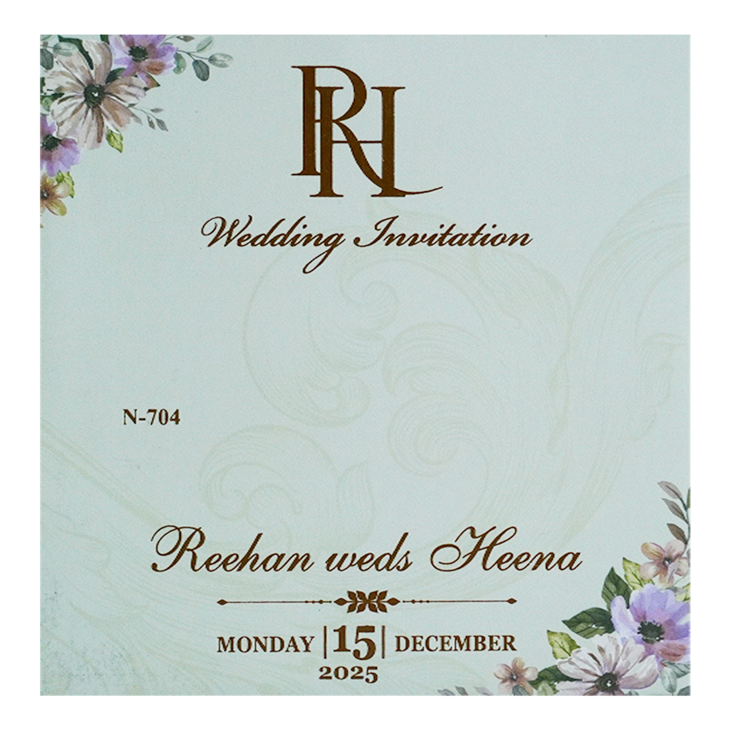 Glacial Green MDF Invitation Card-KVN07040