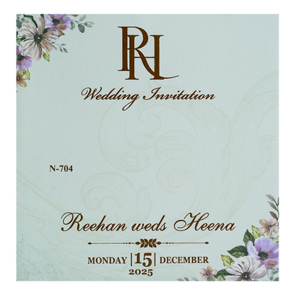 Glacial Green MDF Invitation Card-KVN07040