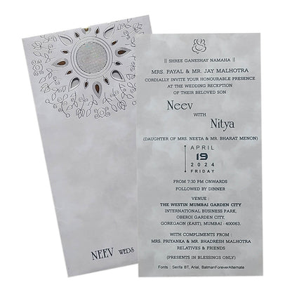 Grey Single Sheet Wedding Card-KRCS6432