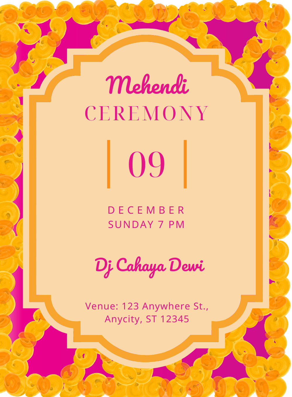 Pink With Yellow Mehndi Ceremony-AAMCI019