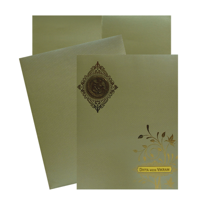 Light Olive Green Wedding Card-KNKGN5026