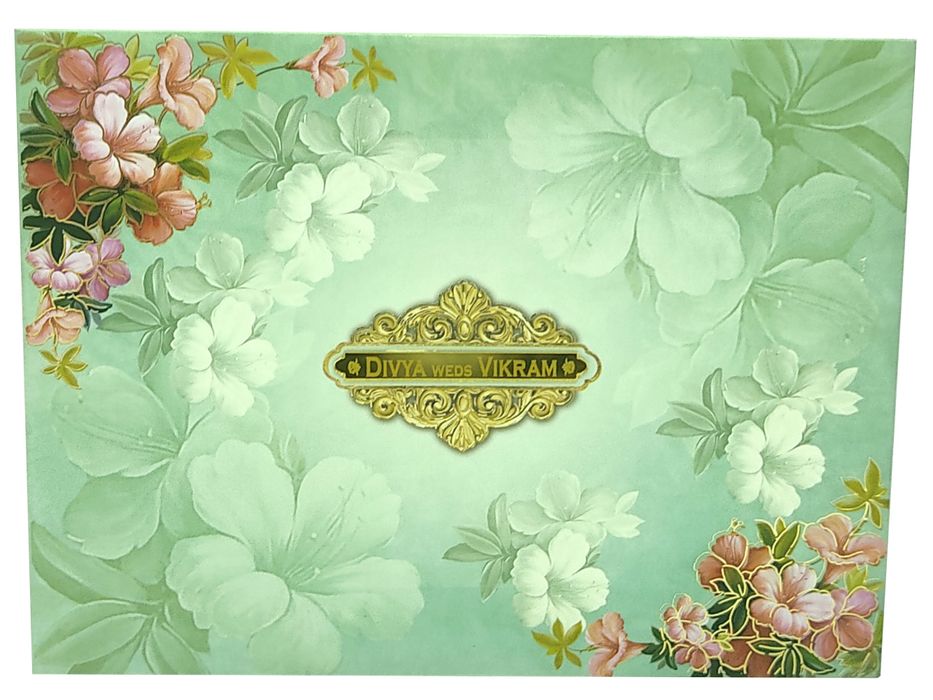 Green Padded Floral Design In Offset With Lamination-KNPO9902G-King of Cards