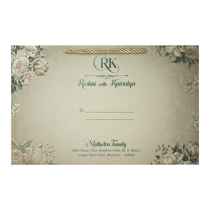 Dark Green Floral Wedding Invitation Box - KSI64170