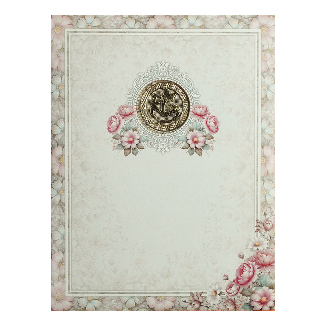 Pastel Blue Floral Ganesha Wedding Card-KNTY6806
