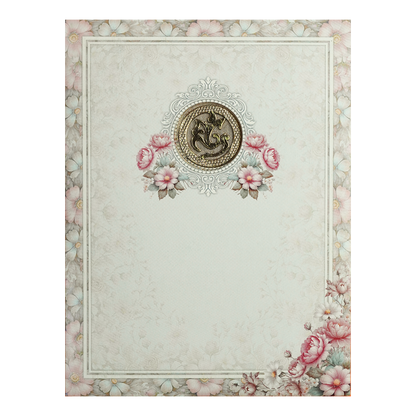 Pastel Blue Floral Ganesha Wedding Card-KNTY6806