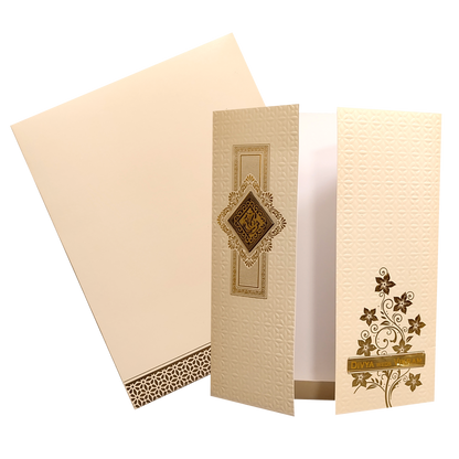 Cream Embossed Nameplate Marriage Card-KNK4205C