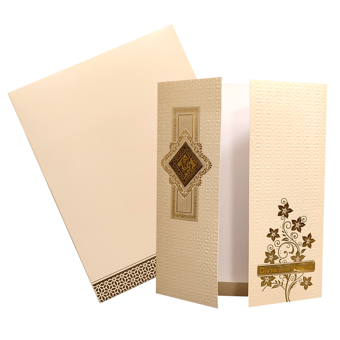 Cream Embossed Nameplate Marriage Card-King of Cards