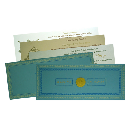 Aqua Blue Nameplate Invitation Card-King of Cards