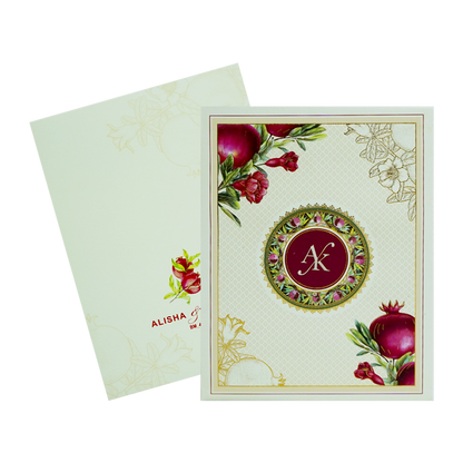Cream Pomegranate Wedding Card-King of Cards