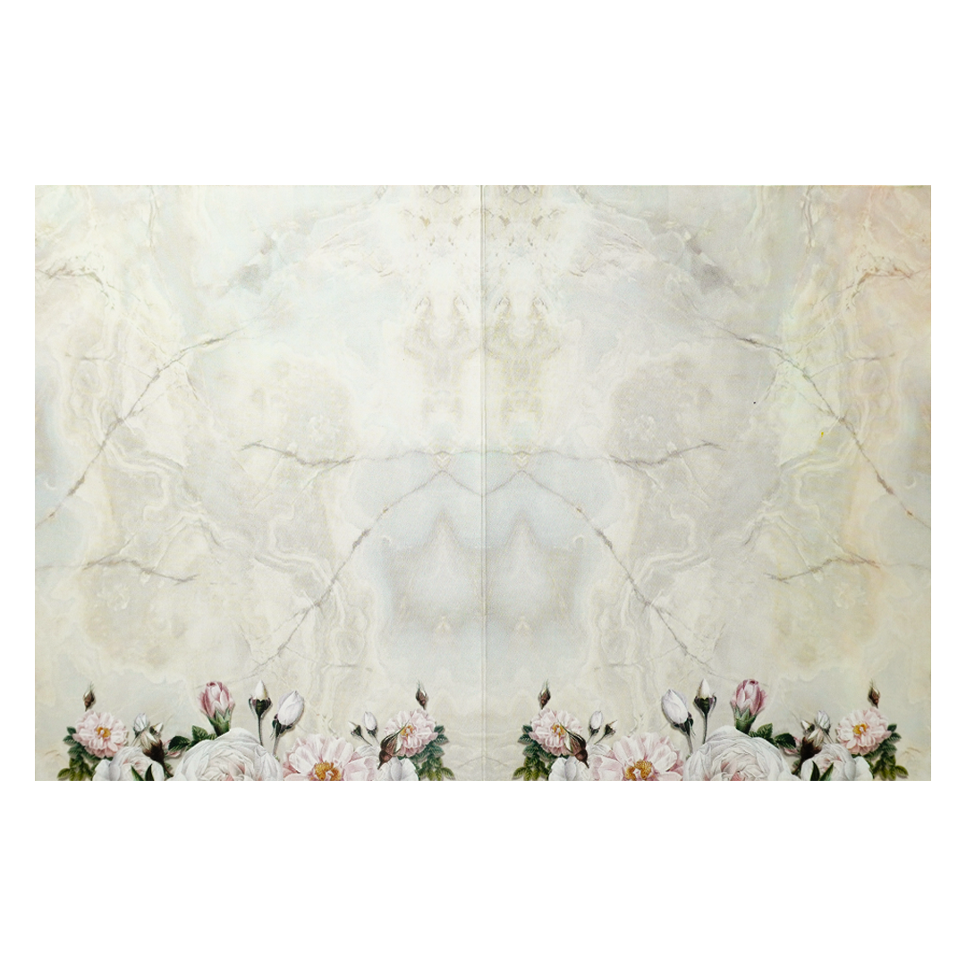 Cream Floral Marble Wedding Card-KNKC4084