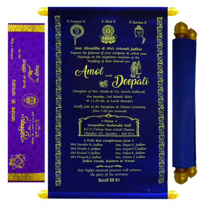 Dark Blue Velvet Scroll Card-King of Cards