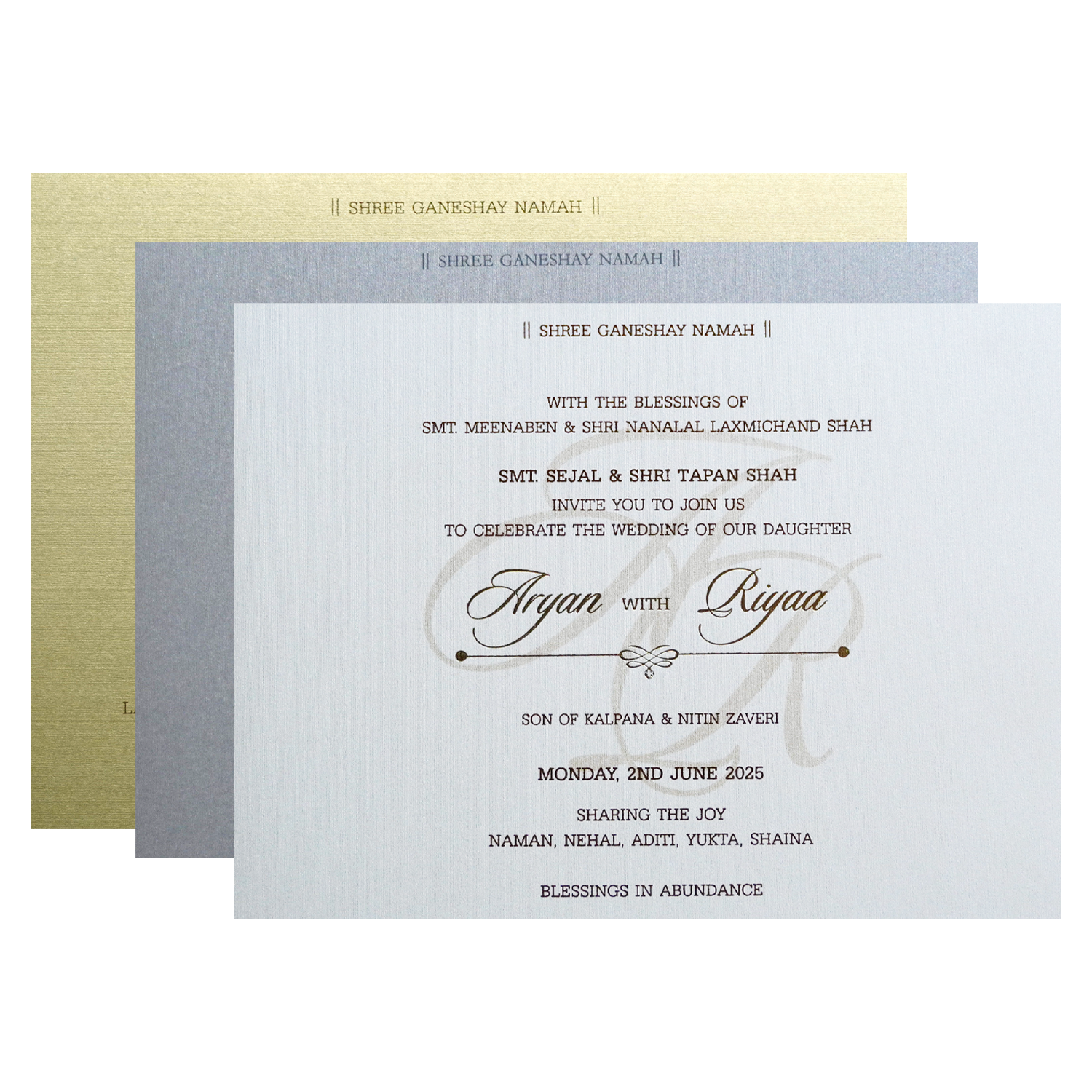 Light Brown Feather Padded Invitation-KRC30770