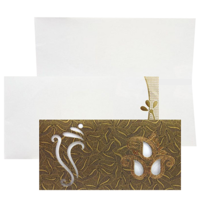 Enchanting Green Shading With Cut Ganesha Personal Wedding Card - KNHM805G