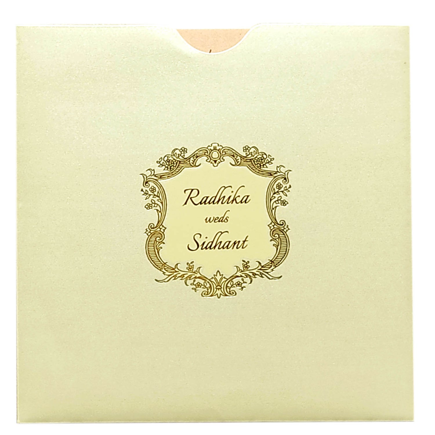 Cream Floral Design Invitation Card-KRC29471