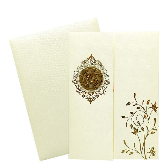 White Ganesha Door Invitation Card-King of Cards