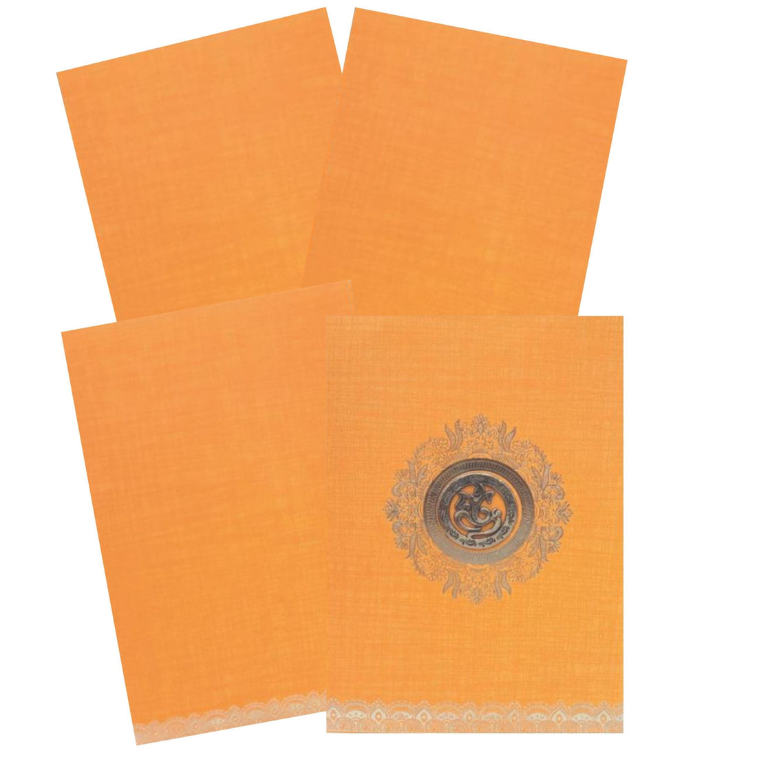 Reassuring the floral trends in pastel colors with our metallic designer invitation cards for wedding. This invitation card features a royal design on the centre of the card with round embossed Ganesha sticker.