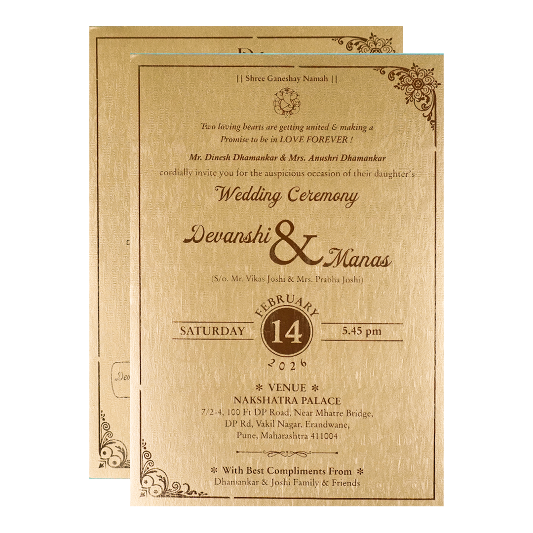 Gold Floral Padded Wedding Card-KSSC2062