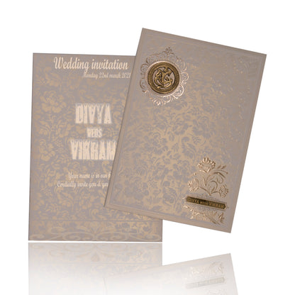 Dark Grey Screen Printed Floral Design With Ganesha Sticker-KNCG1580