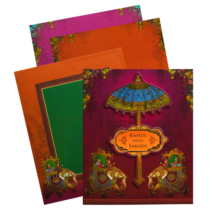 Orange Royal Padded Wedding Card-King of Cards