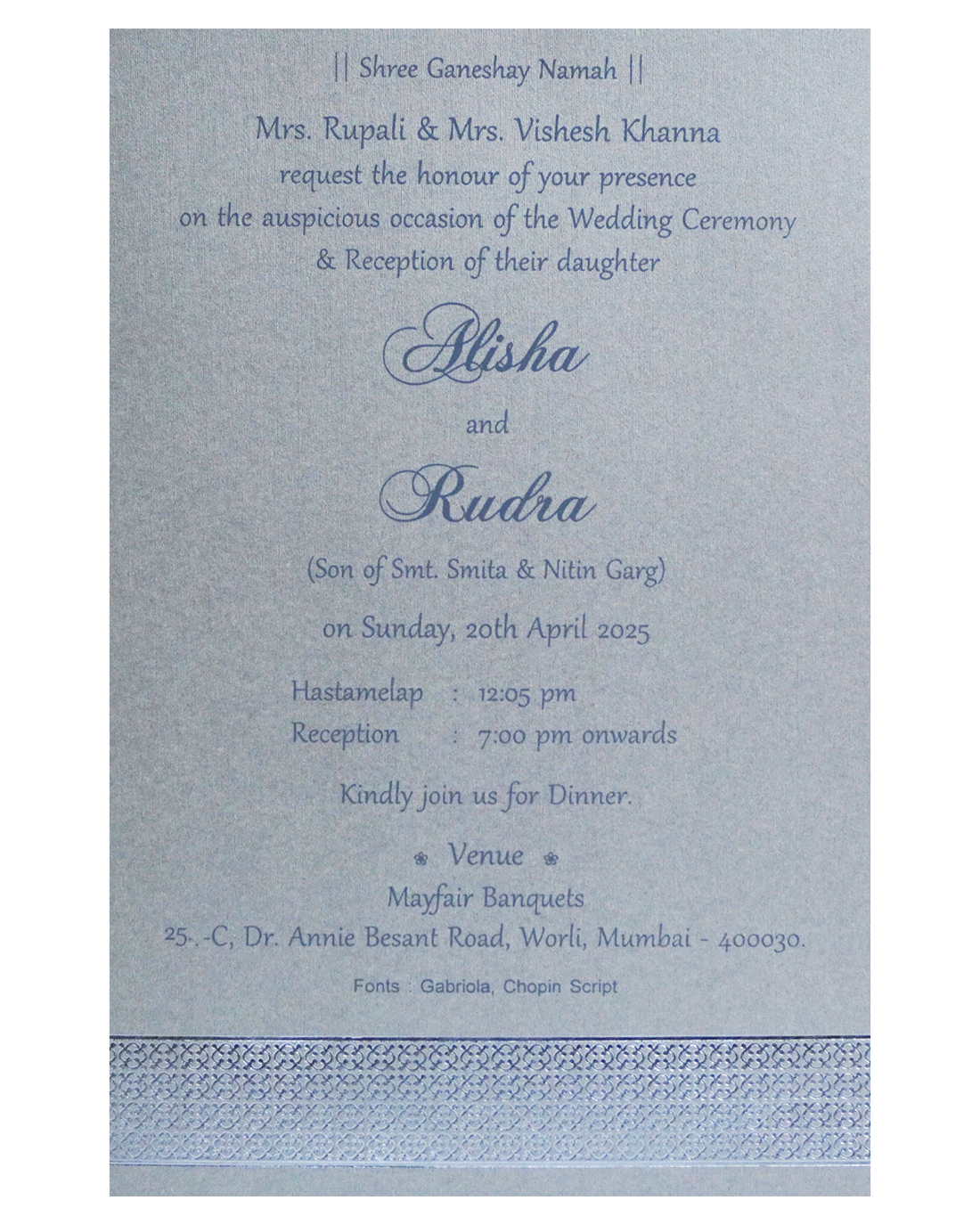 Grey Textured Single Card-KRCS7391