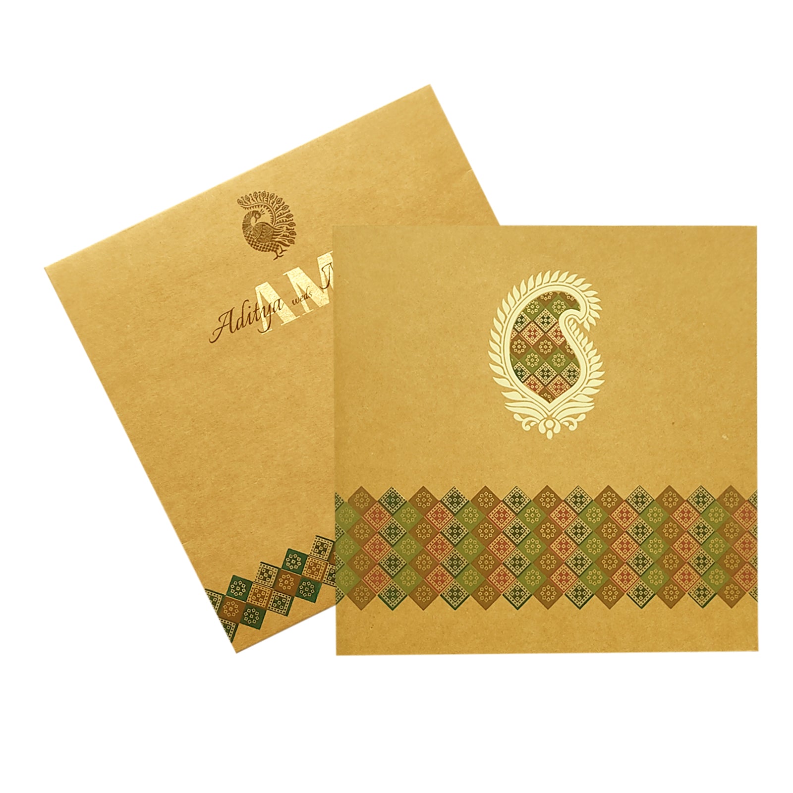 Brown Green Design Invitation Card-KRC29460