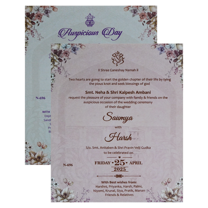 Light Peach Floral Design Invitation-KVN06960