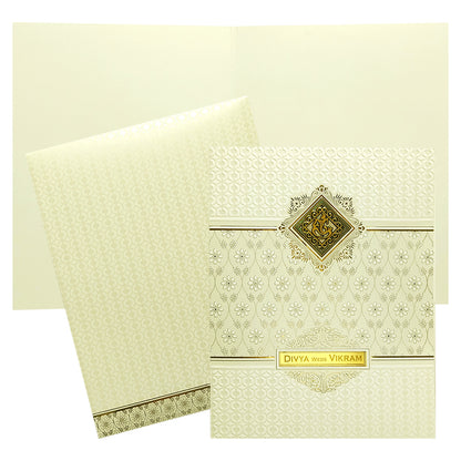 White Embossed Floral Invitation Card-KNK4106W