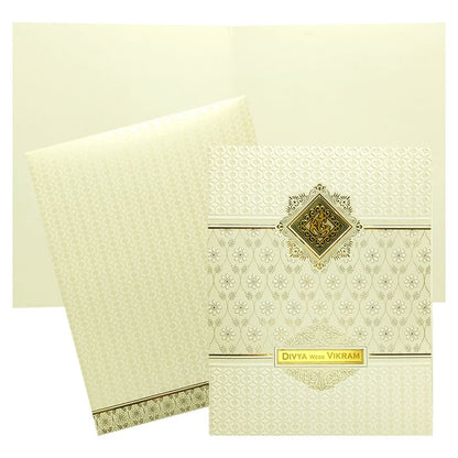White Embossed Floral Invitation Card-King of Cards