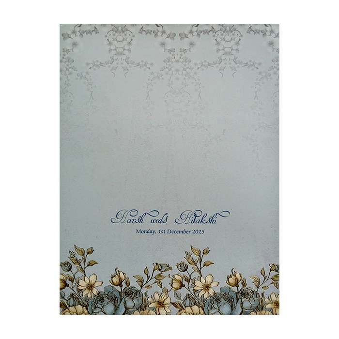 Blue Floral Wedding Card-King of Cards