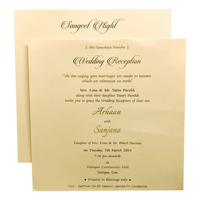 Peach Embossed Padded Invitation Card-King of Cards
