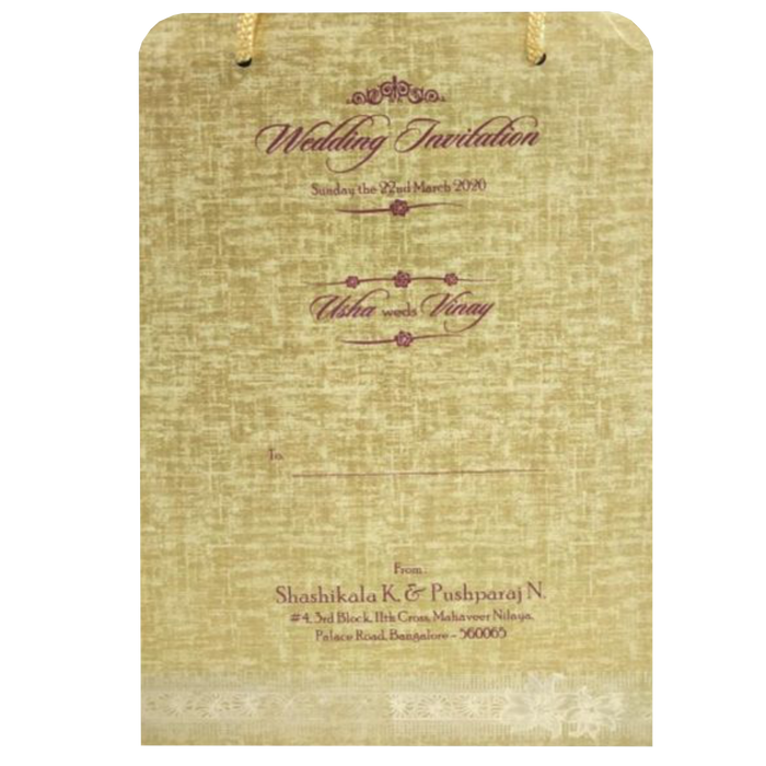 Brown Gold Premium Padded Stiff Board Invitation Card With Ganesha-KNPS9512N-King of Cards
